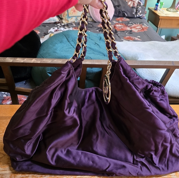 A Beautiful Coco Cabas Purple Satin Tote Bag! - Picture 3 of 16